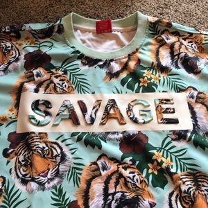 Savage raised letters tiger jungle print hip hop